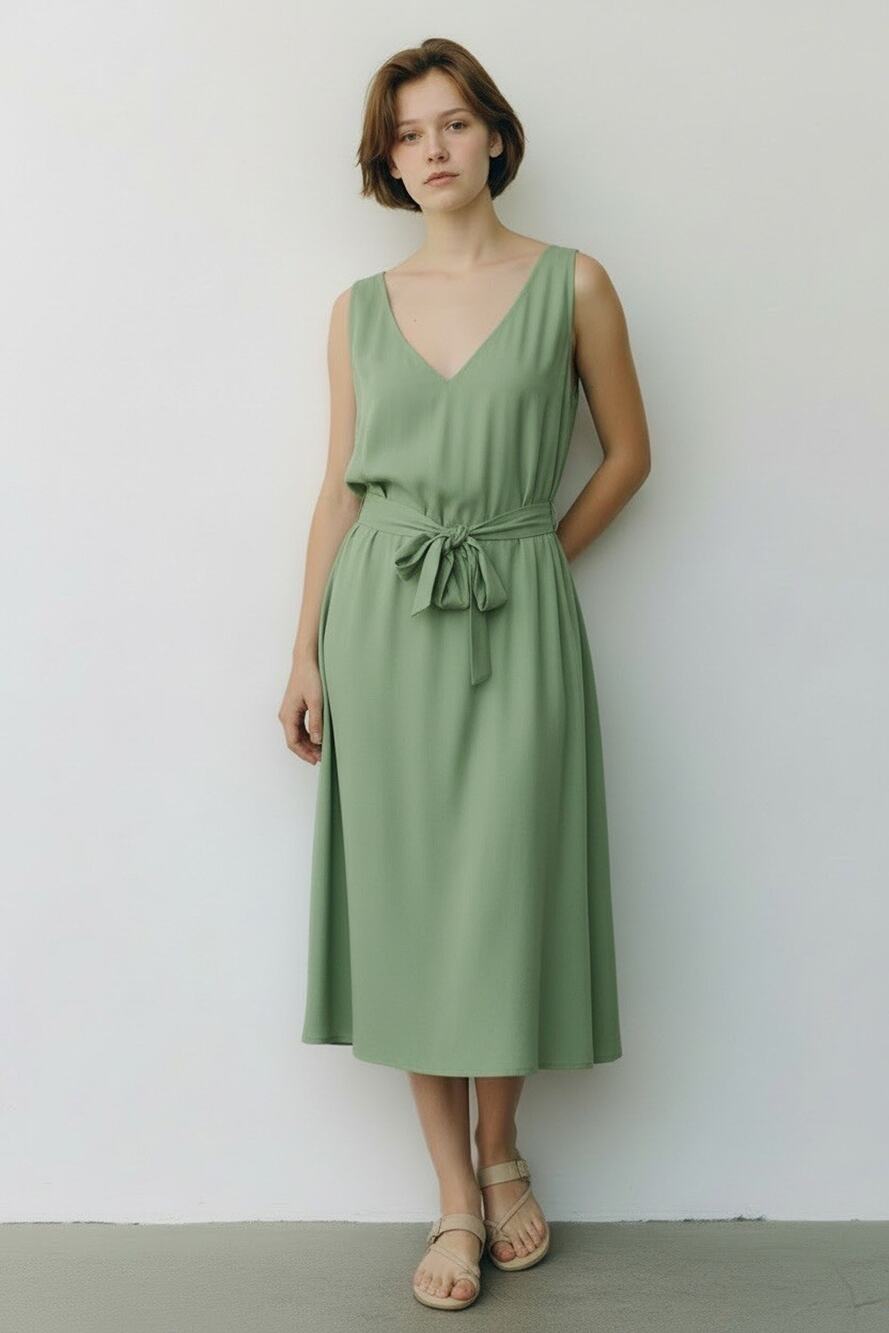 Wildfang The Empower Adjustable Satin Slip Dress Sage Green Size Medium NWT